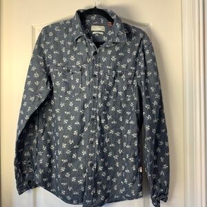 Denim & Flower by Cactus Workshop Slim Fit Floral Denim Shirt – Men’s Medium